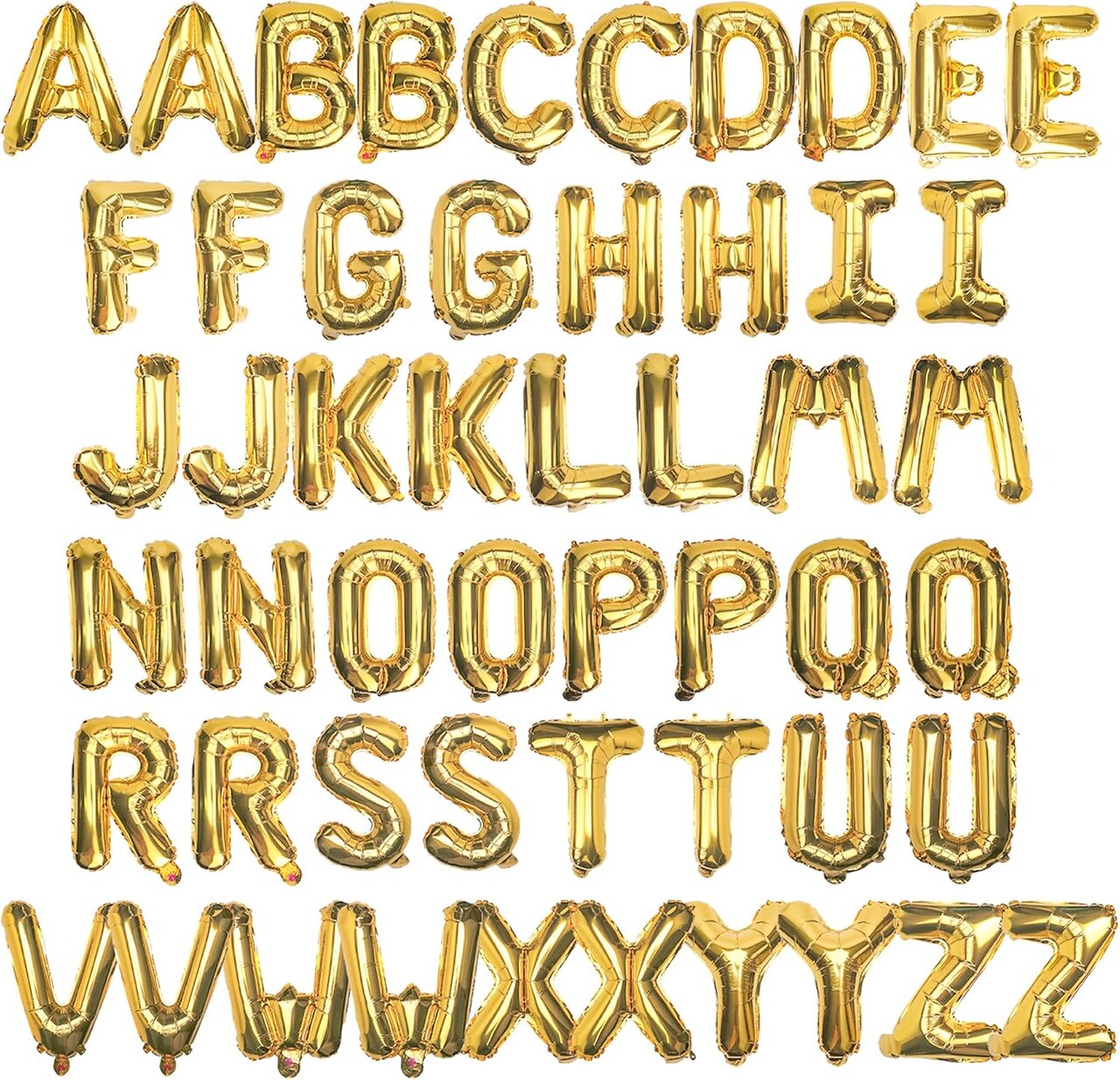 52pc 16in Gold Foil Letter Balloons, A-Z Alphabet Party Decor